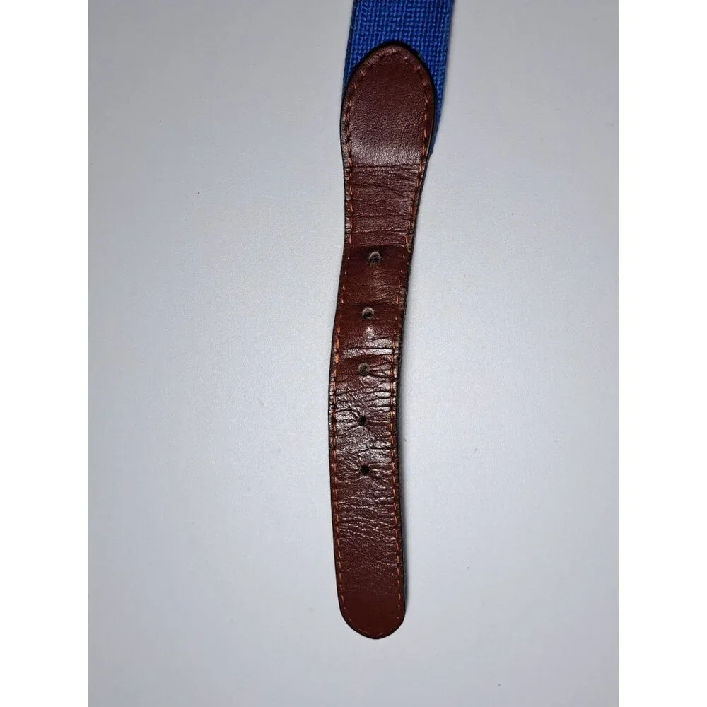 Smathers & Branson Cubs  Hand-Stitched Needlepoint Leather Belt Blue Size 44 Men - Picture 8 of 13